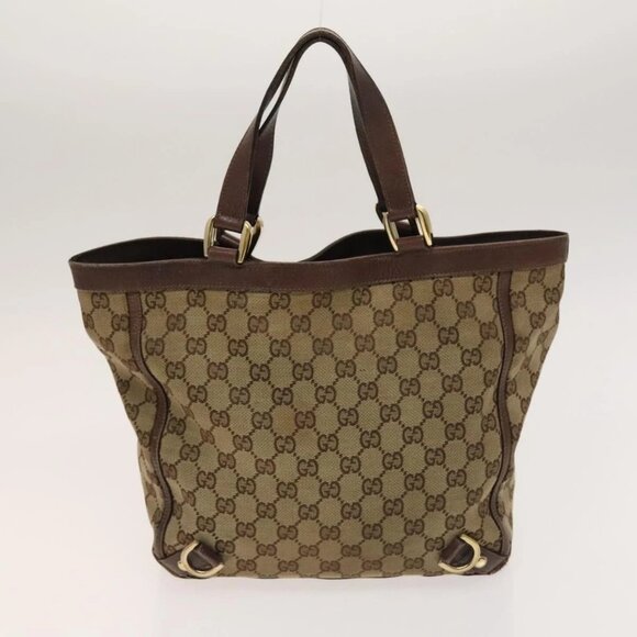 GUCCI GG Canvas Abbey Tote Bag 2Set Beige Gold Auth BA2173 - Picture 6 of 16